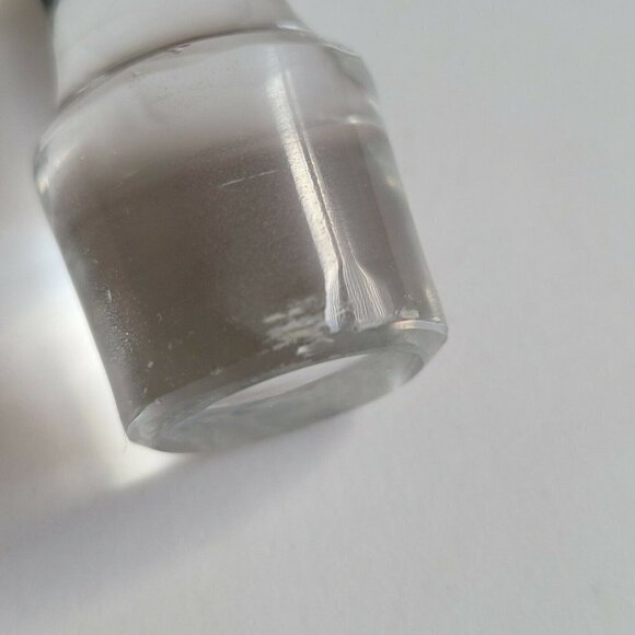 Vtg MCM Glass Decanter Stopper Bottle Topper Clear Gold Button Detail 4.25" Tall - Picture 7 of 12